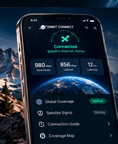 App-Oberfläche mit direkter Verbindung zu Starlink